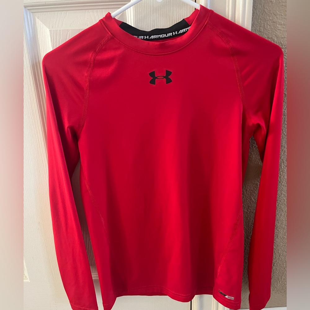 Under Armour Boys Red Long Sleeve Shirt